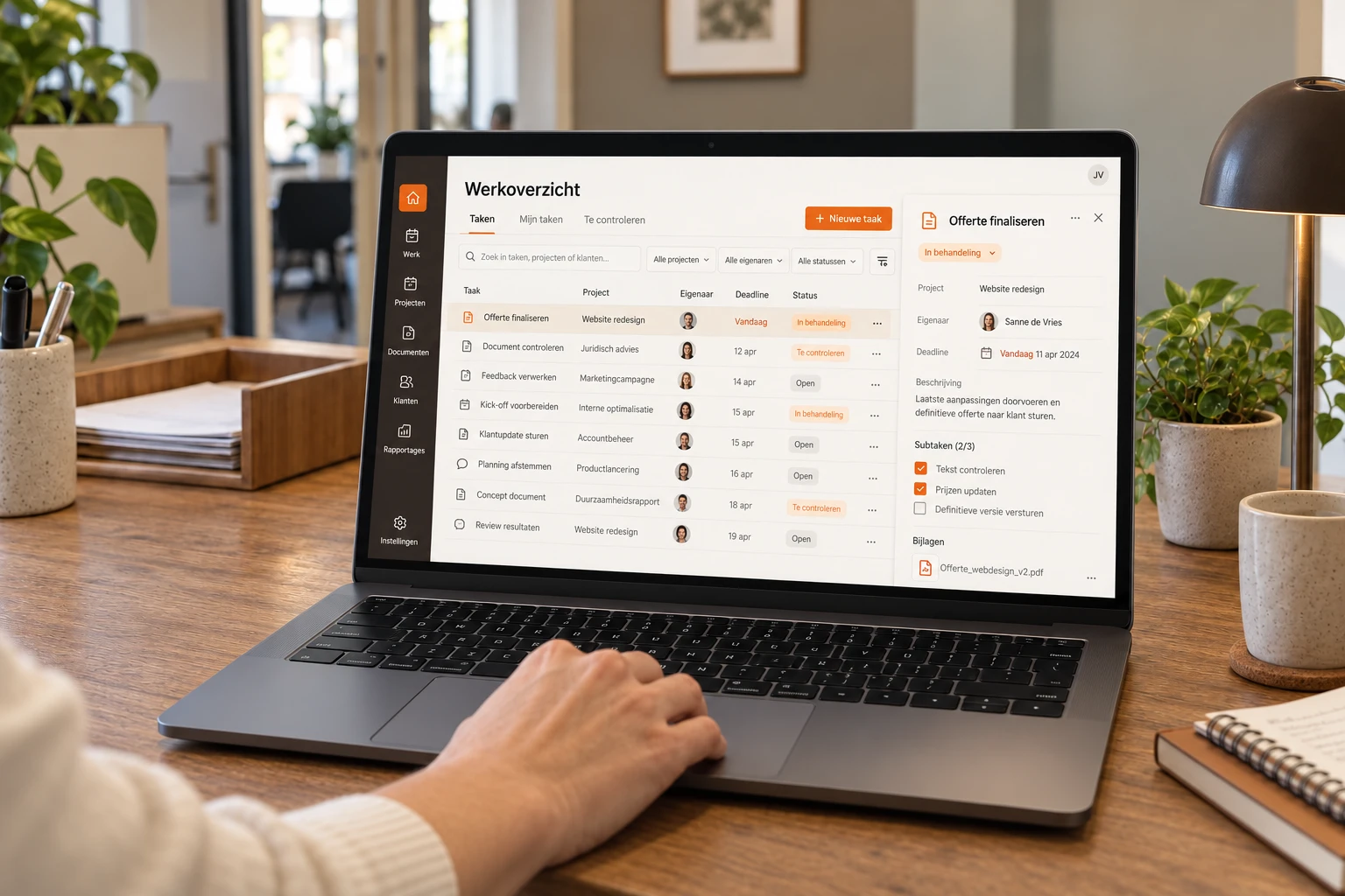 Illustrative work overview of an internal tool on a laptop
